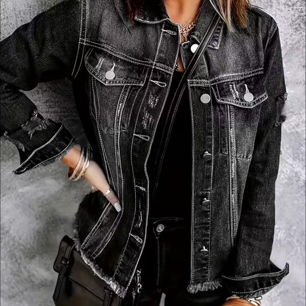 Source Unknown Dark Gray Denim Jacket - image 1